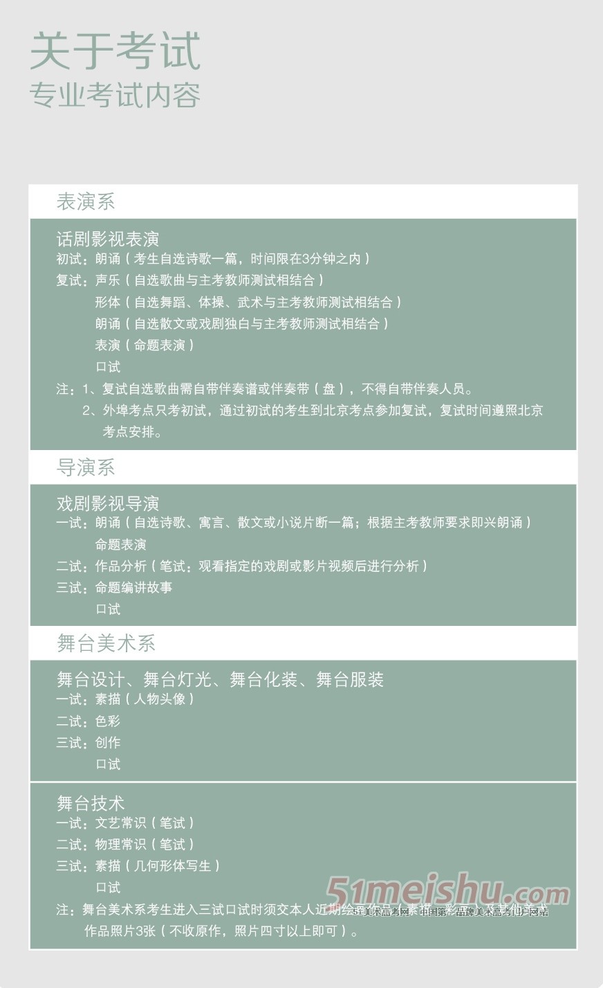 2013中央戏剧学院招生简章 考试科目1