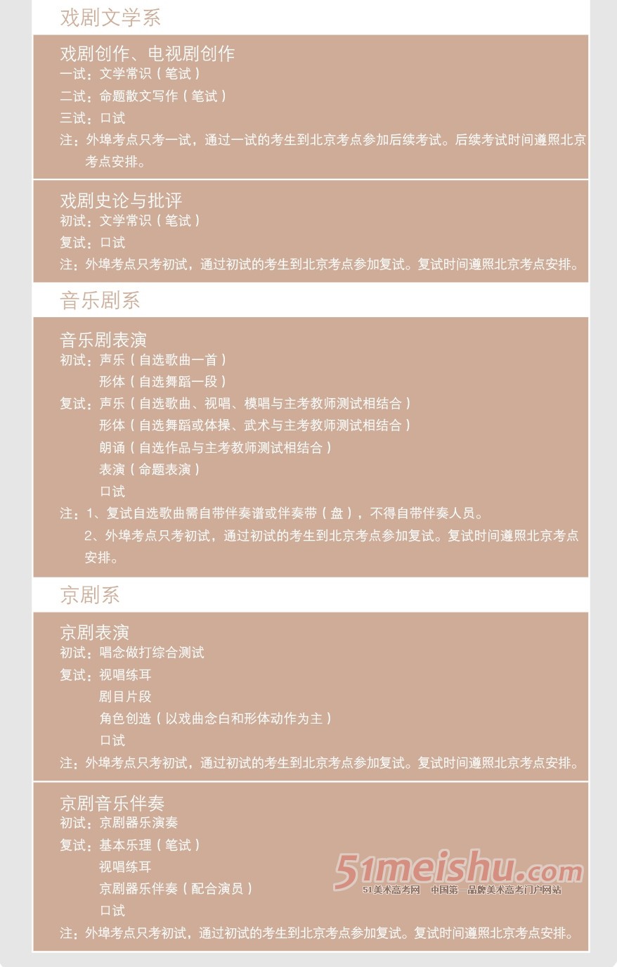 2013中央戏剧学院招生简章 考试科目2