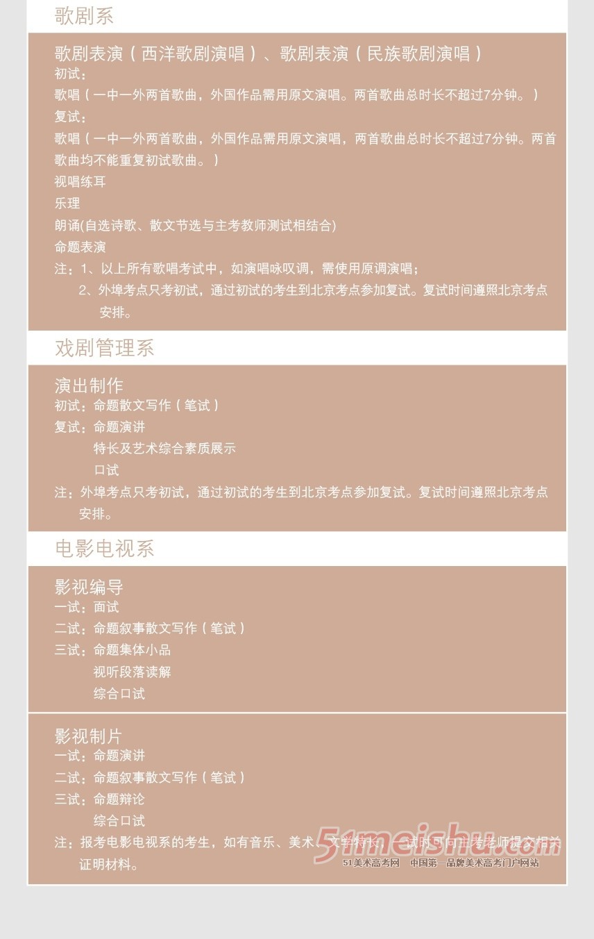 2013中央戏剧学院招生简章 考试科目3